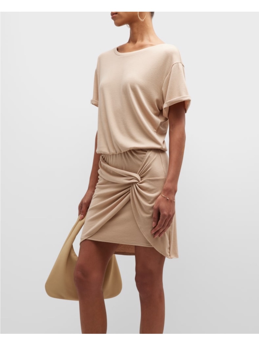 NEW LBLC THE LABEL Taylor, mini shirt dress, clay, beige color, NWOT Revolve